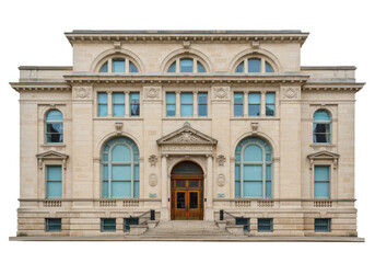 Obraz premium Isolated sandstone building facade, public architecture, architectural detail, structure