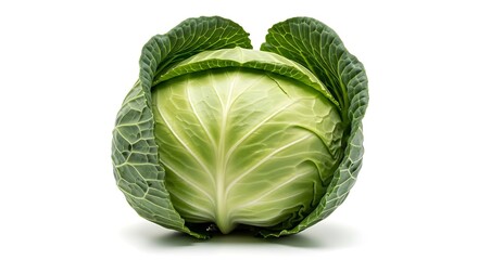 Fototapeta premium Fresh green cabbage head ready for healthy recipes and vibrant culinary creations