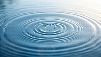 Ripples in water form a heart shape, symbolizing love and tranquility.