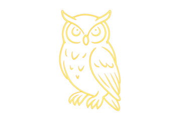 Owl neon light glowing outline transparent background