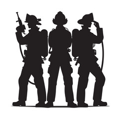 Firefighters pose silhouette and Vector