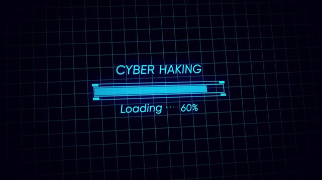 Abstract loading bar animation concept with grid line. Hacking simulation loading cyber operations at zero to hundred percent completed.