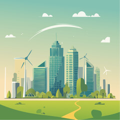 Sustainable urban development illustrated with interconnected elements