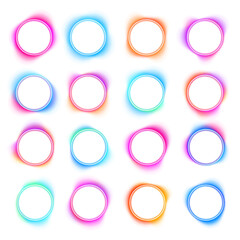 Layered circular neon borders fade into the background with smooth transitions. The glowing lines create a hypnotic effect. Ideal for digital advertisements. PNG