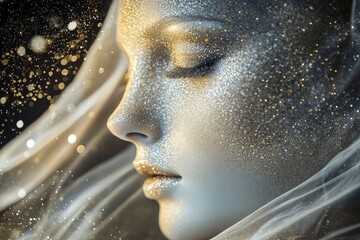 Virgo Maiden Formed with Stardust and Crystal Particles Illustration