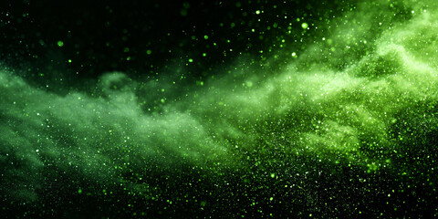 Obraz premium Soft green particle cloud with flowing smoky abstract effect - AI generated