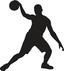 Dynamic Basketball Player Dribbling Silhouette, Vector Icon for Sports and Competition