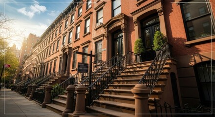 Explore charming brownstone buildings in New York City with classic architecture and inviting stoops