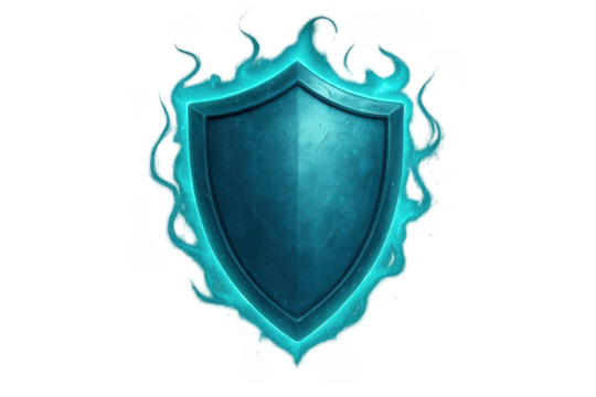 Fantasy shield with glowing teal magical aura