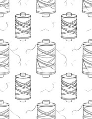 Repeating pattern of thread spools