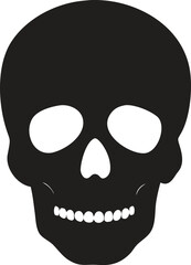 Scary Human Skull Silhouette Vector Icon, Symbol of Death, Danger, and Halloween