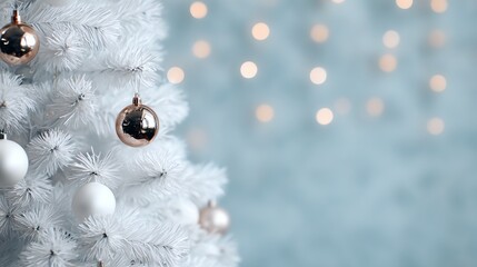 Elegant white Christmas tree with silver decorations