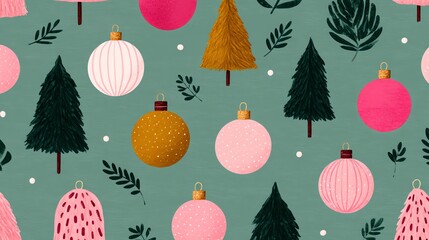 Minimalist vector of Christmas tree decoration pattern