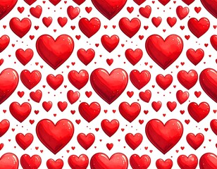 Repeating red hearts against a white backdrop, for love or Valentine's Day