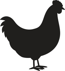Chicken Silhouette Vector Icon, Farm Animal Symbol for Agriculture and Poultry Isolate on White Background 