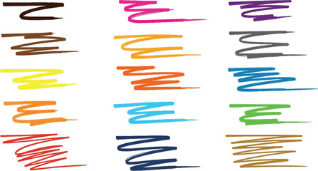 Vibrant marker strokes showcase a spectrum of colors, perfect for adding a playful touch to design projects and creative endeavors.