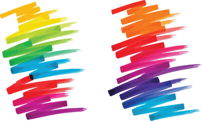 Vibrant rainbow strokes artfully arranged, creating a colorful spectrum effect perfect for design elements and creative projects.