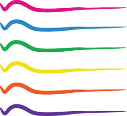 Colorful lines showcase vibrant hues in a playful arrangement, perfect for adding a creative touch to design projects and artistic endeavors.