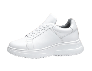  Premium White Sneaker with Detailed Stitching on Orange Backdrop PNG