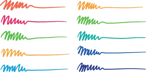 Vibrant marker strokes in orange, pink, green, teal, and blue create a colorful design element for creative projects.