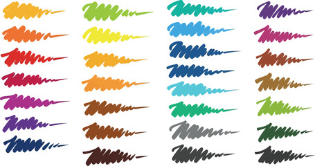 Colorful marker strokes create a vibrant design element, perfect for adding a splash of color to any creative project or artistic design.