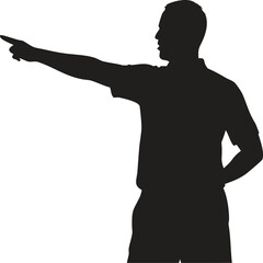 Silhouette of Man Pointing, Vector Icon Symbolizing Direction, Leadership, and Command