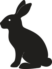 Sitting Rabbit Silhouette Vector Icon, Symbol of Easter, Spring, and Wildlife