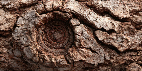 Tree bark texture with natural knot pattern closeup creating rustic organic wood background - AI generated