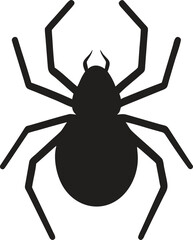 Scary Spider Silhouette Vector Icon, Creepy Arachnid Symbol for Halloween Design 