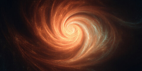 Glowing orange spiral vortex of energy and light forming dynamic cosmic background - AI generated