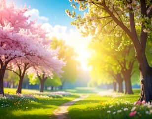 Fototapeta premium Springtime park pathway