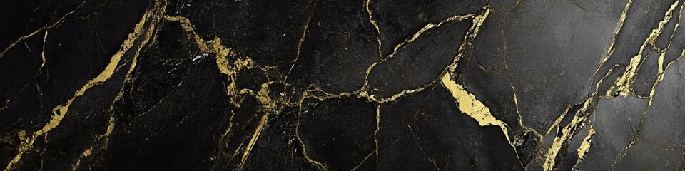 Obraz premium Luxurious Black and Golden Marble Surface with Majestic Textures for Elegant Interior Designs