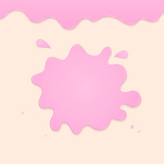 Strawberry milk splash on cream background