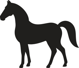 Black Horse Silhouette Icon – Farm Animal Vector for Equestrian and Wildlife Design