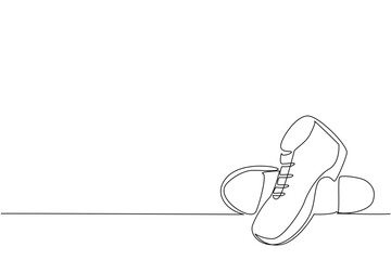 Single one line drawing tap dance shoes with a metal plate on the bottom. Shoes of men specifically for dancing. Made of leather. National Tap Dance Day. Continuous line design graphic illustration