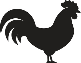Black Rooster Silhouette Icon – Farm Animal Illustration for Agriculture and Poultry Design