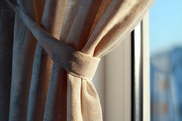 Curtain in gentle natural light hanging smoothly perfect for stylish web banners and ads
