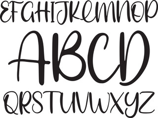 Elegant handwritten script vector alphabet A-Z. Calligraphy style capital letters perfect for logos, invitations, posters, wedding design, and modern creative typography.
