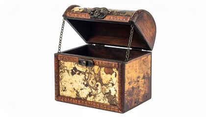 Intricately carved wooden chest with open lid showing floral motifs and aged finish for editorial antique furniture photography decorative storage and heirloom craftsmanship-themed visuals