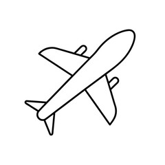 Outline illustration of a flying plane on transparent background