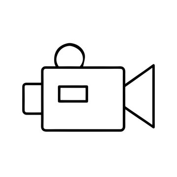 Simple outline drawing of a video camera on transparent background