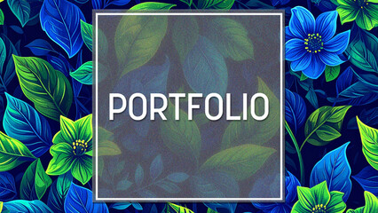 Portfolio Floral Green Blue Texture Pattern Box Text 