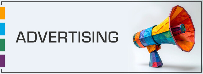 Advertising Loudspeaker Colorful Horizontal Grey Text 
