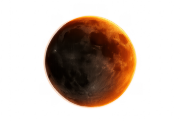 Blood moon glowing orange during lunar eclipse