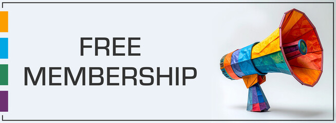 Free Membership Loudspeaker Colorful Horizontal Grey Text 