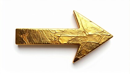 golden arrow sign on white background