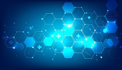 Abstract blue technology background with geometric hexagon pattern