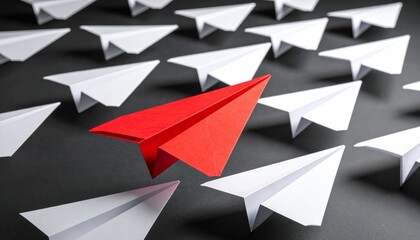 Abstract origami paper airplane concept illustration