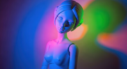 Naklejka premium Mannequin with Colorful Lighting.