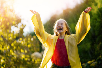 girl in the rain on an autumn walk